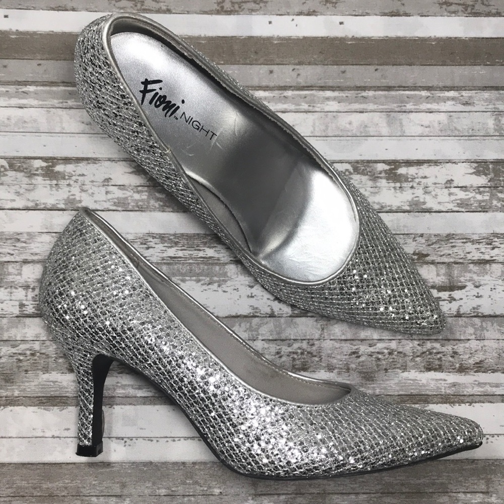 Silver Glitter Heels